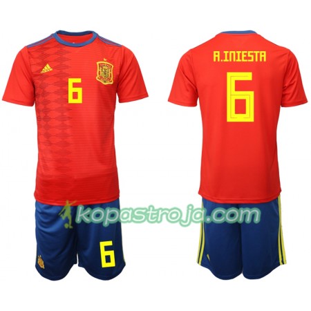 Billiga Fotbollströjor Spanien A. INIESTA 6 Barn Hemma tröja 2019 Kortärmad